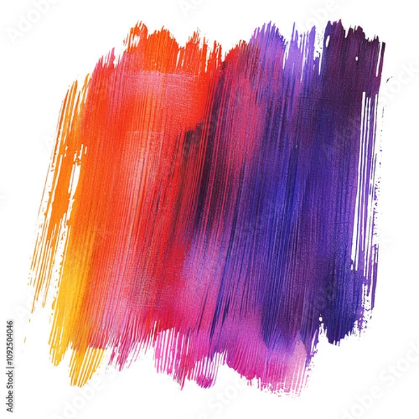 Fototapeta Vibrant abstract paint stroke featuring rich hues of orange, purple, and pink, perfect for backgrounds or artistic projects.
