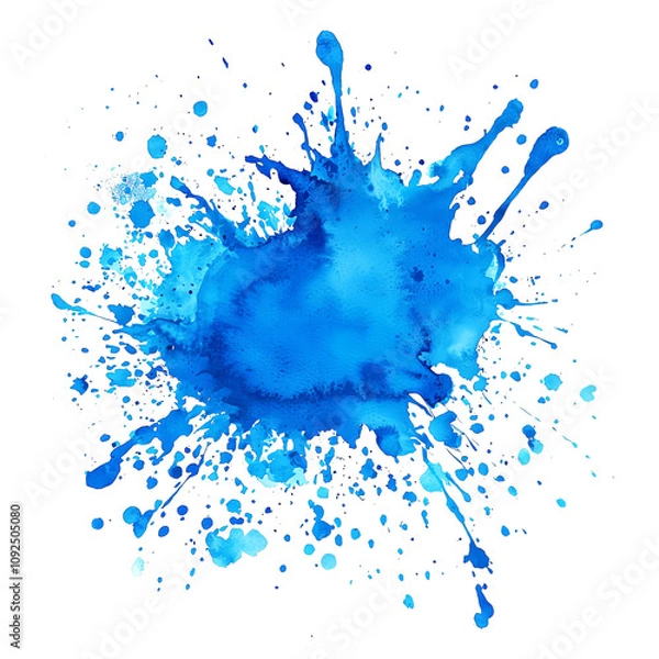 Fototapeta Vibrant blue paint splash with dynamic droplets, perfect for creative backgrounds and artistic projects.