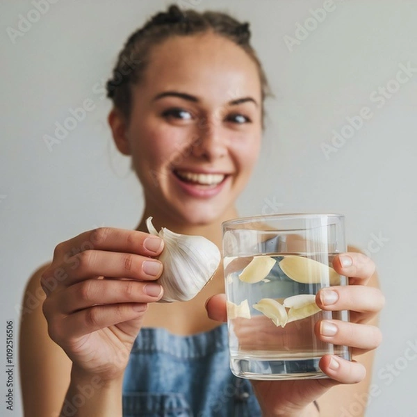 Obraz Women with garlic and garlic water