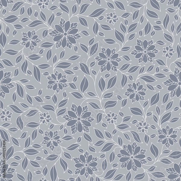Fototapeta Seamless vector floral pattern with colorful fantasy plants and