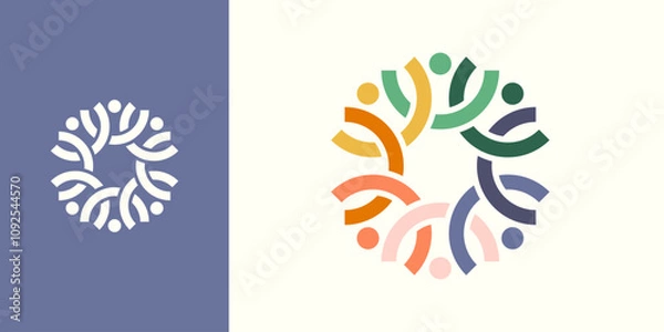 Fototapeta Teamwork logo design. Concept of Teamwork and Great work with infinite design vector illustration