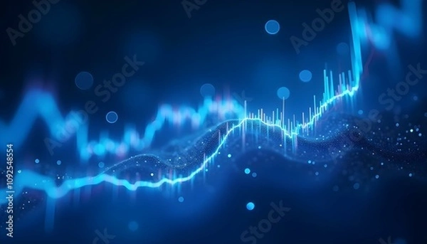 Fototapeta financial background with an abstract representation of a stock market graph in motion, complemented by a dynamic bokeh effect create with ai