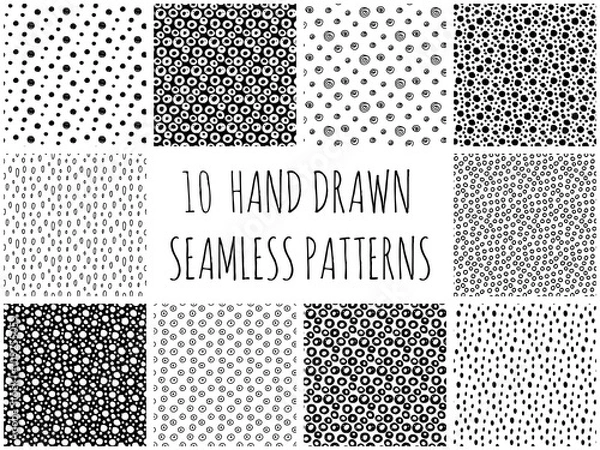 Fototapeta Hand Drawn Polka Dot Patterns Collection
