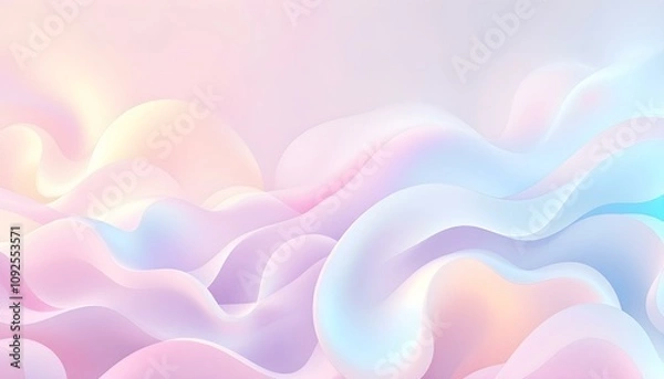 Obraz Abstract background with smooth, flowing lines in iridescent blue and pink hues. abstract iridescent wave design. A colorful, flowing wave of water with a pink and blue hue
