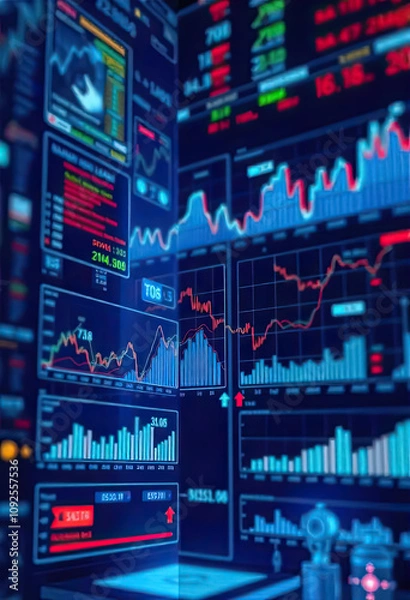 Obraz Data analysis trends business intelligence dashboard digital technology interactive environment close-up view visual insights for growth