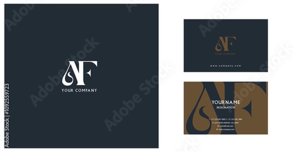 Fototapeta Letters A F  Joint logo icon with business card vector template.
