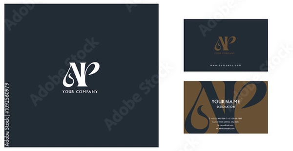 Obraz Letters A P  Joint logo icon with business card vector template.