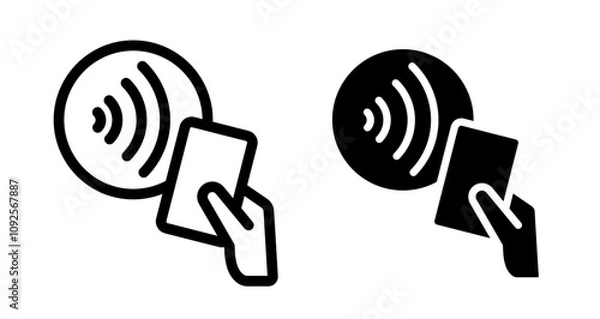 Fototapeta NFC payment Icon set in black filled and line.