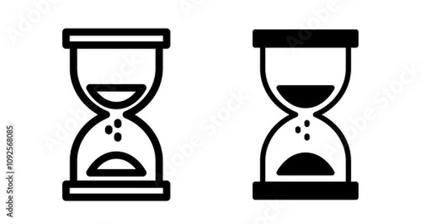 Fototapeta Sand clock Icon set in black filled and line.