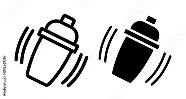 Fototapeta Bar shaker Icon set in black filled and line.