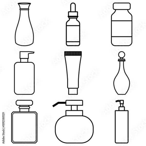Fototapeta Minimalist Line Icon Various Bottle Shapes Set