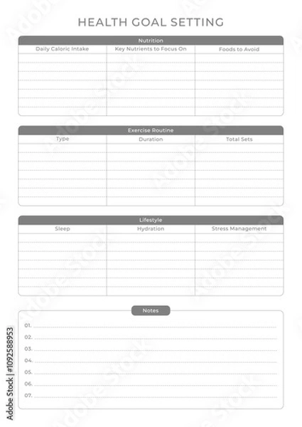Obraz Self Care Planner Pages Daily, Weekly, and Monthly Wellness Planning Notebook for Personal Growth and Balanced Lifestyle Tracking, Planner Sheet Design Template 