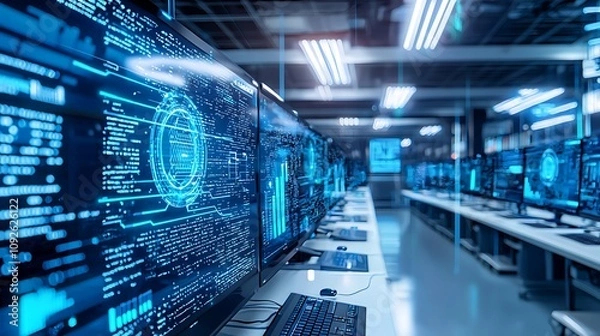 Fototapeta Data Center Server Room Cybersecurity Network Technology Computing Digital IT Infra