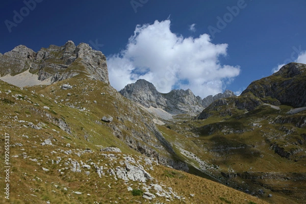 Fototapeta Landscape of mountain range in Durmitor National Park in Montenegro