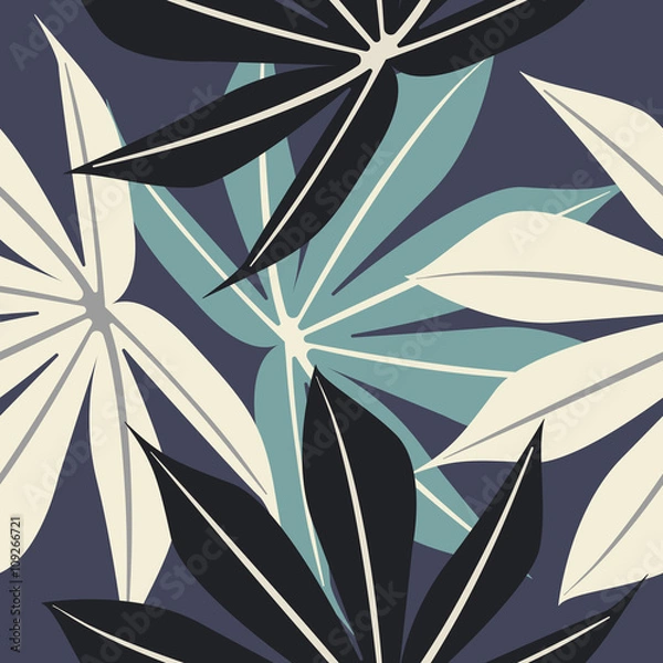 Obraz Elegant seamless pattern with tropical leaves