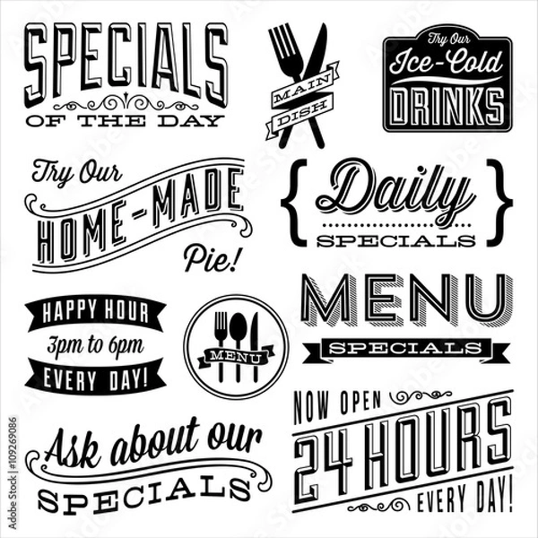 Obraz Vintage wzory menu