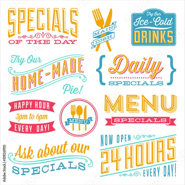 Obraz Vintage Menu Projekty