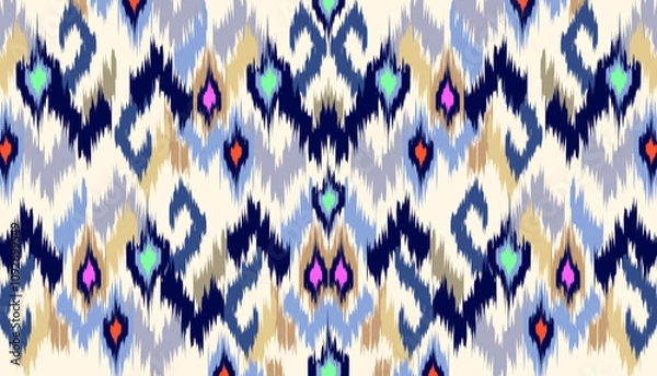 Fototapeta geometric ethnic vintage texture vector art design. textile fashion pattern line ikat seamless pattern and batik fabric texture asian background wallpaper geometry indian. Ethnic abstract ikat art .
