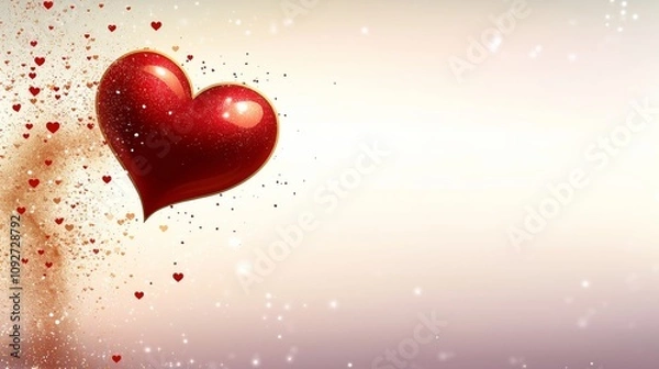 Fototapeta Celebration card with a beautiful heart design for Valentine's Day events and romantic gestures. Card with empty space for greetings