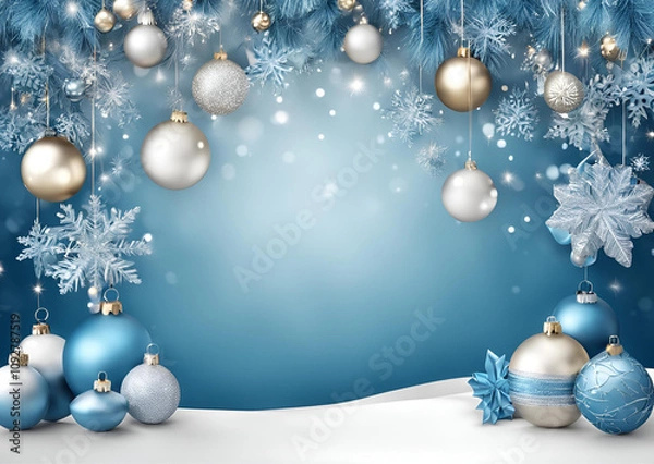 Obraz blue christmas background with balls