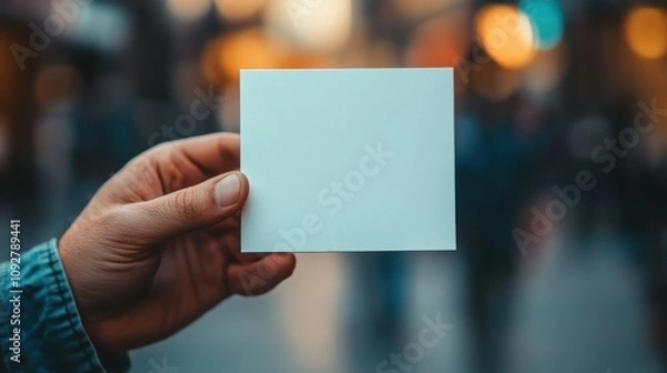Fototapeta Flyer held by hand, partially obscured with blurred background