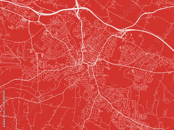 Fototapeta Christmas Map of Maidstone, United Kingdom in Snowy White on Festive Red Background.
