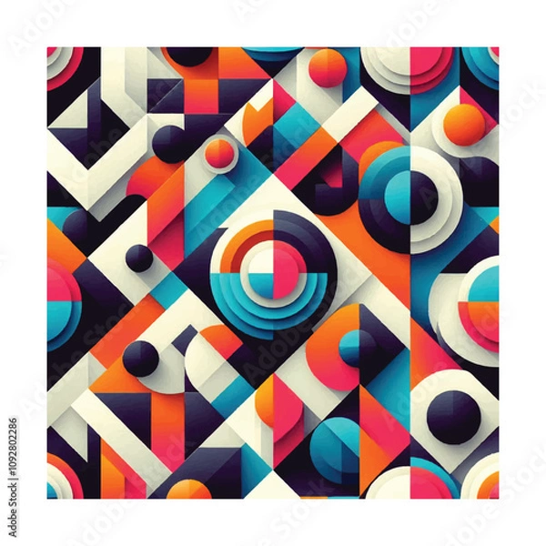 Fototapeta seamless geometric pattern with bold, vibrant colors. 