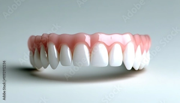 Obraz A detailed upper denture set shows realistic tooth and gum colors and textures