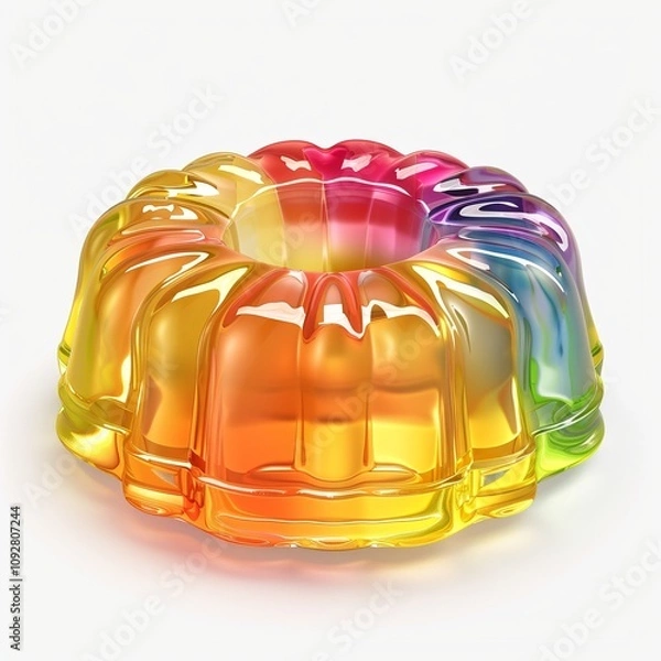 Fototapeta 3D render of a colorful jelly mold isolated on a white background, in the style of digital art