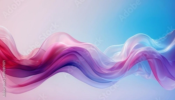 Fototapeta Colorful abstract waves in pastel hues, digital art, perfect for modern decor and design