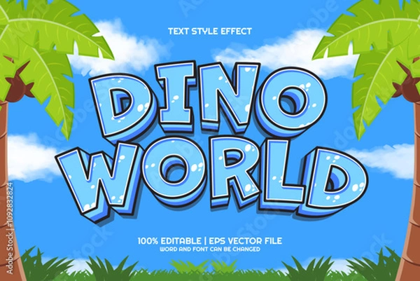 Obraz 3d Dino World Cartoon Editable Text Effect