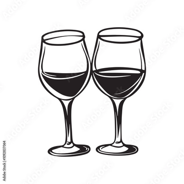 Fototapeta glass of water isolated vector elements outline symbol for web design on white background