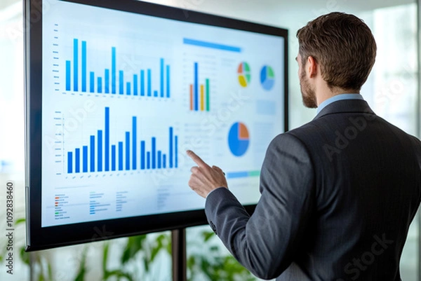 Fototapeta Business Person Analyzing Graph on Screen