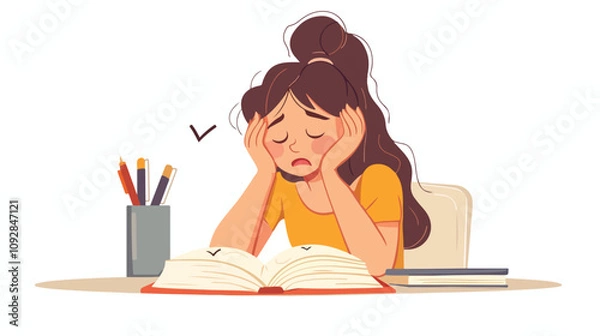 Obraz Illustration of Failed Exam or Bad Test Results Vector, Concept of Learning Difficulty and Education Stress