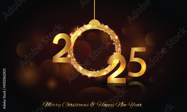 Fototapeta 20246Christmas background with Shining Snowflakes. Christmas Greeting Card and Happy New Year Invitation. Christmas tree background with shining snowflakes, stars. Vector illustration