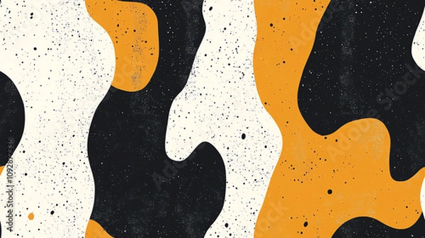 Fototapeta Abstract shapes seamless pattern in black and yellow