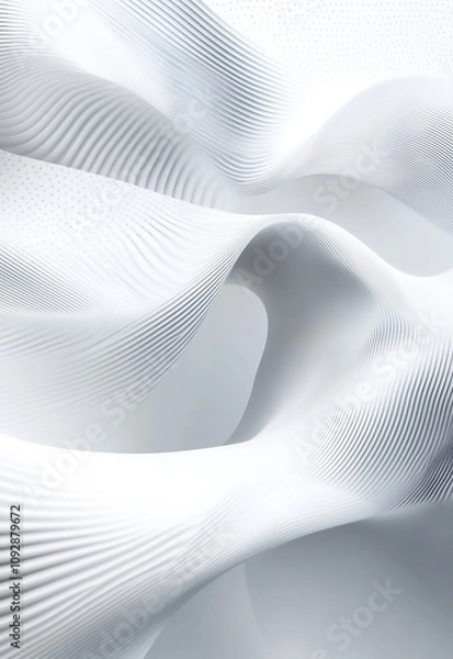 Obraz White satin silky warped cloth. Soft textile drape with creases Clean and simple abstract white background with subtle gradients and smooth lines Soft waving abstract background in white and grey 