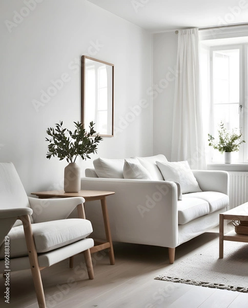 Fototapeta Frames mockup. Interior mockup with house background. Modern interior design. Best room decorating ideas	