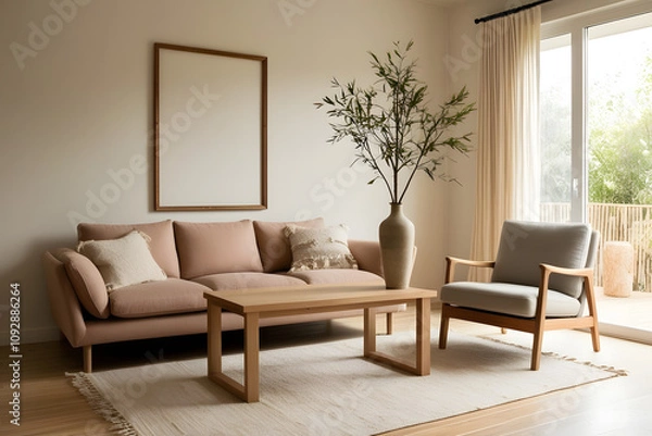 Obraz Frames mockup. Interior mockup with house background. Modern interior design. Best room decorating ideas	