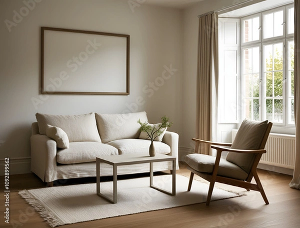 Fototapeta Frames mockup. Interior mockup with house background. Modern interior design. Best room decorating ideas	