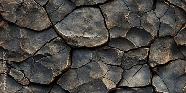 Fototapeta Seamless pattern of cracked stone surface for textures and background design