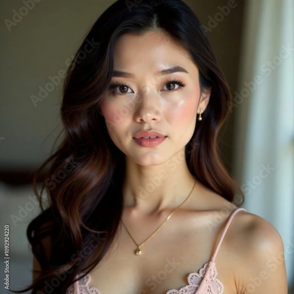 Fototapeta The model poses in the studio.