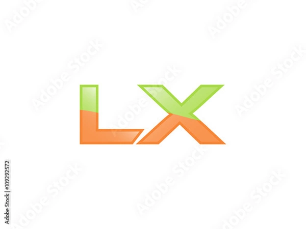 Fototapeta Green Orange shiny LX letters