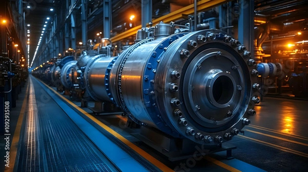 Fototapeta Industrial Machinery: Exploring Gigantic Factory Equipment, Advanced Technology in Manufacturing Processes