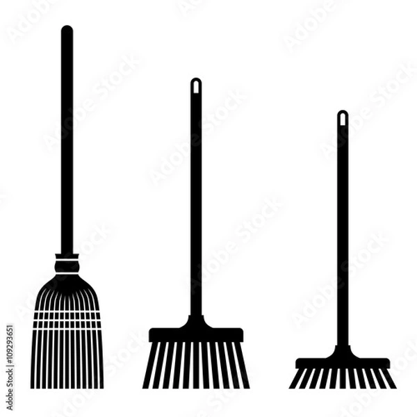 Obraz vector sweeping broom black symbols