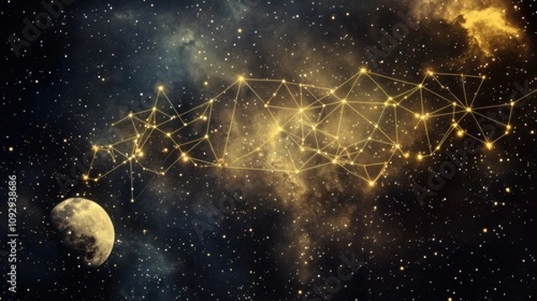 Fototapeta Celestial event featuring the twelve zodiac signs cosmic realm gigapixel high fidelity night sky astrological concept