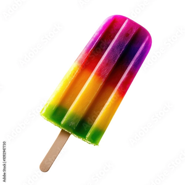 Obraz Colorful rainbow popsicle, Fruit ice pop stick summer, isolated.
