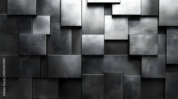 Obraz Abstract Metal Blocks: Geometric Design Textures