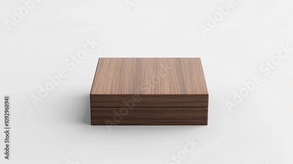 Fototapeta Wooden box mock up with sleek design displayed on simple background for minimalistic appeal. Generative AI