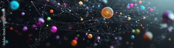 Fototapeta Network of Interconnected Nodes Representing Reddit's Central Connection. AI generated illustration